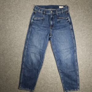 AYR The Beat Jeans Womens 27 Blue Medium Wash High Rise Crop Relaxed Denim USA